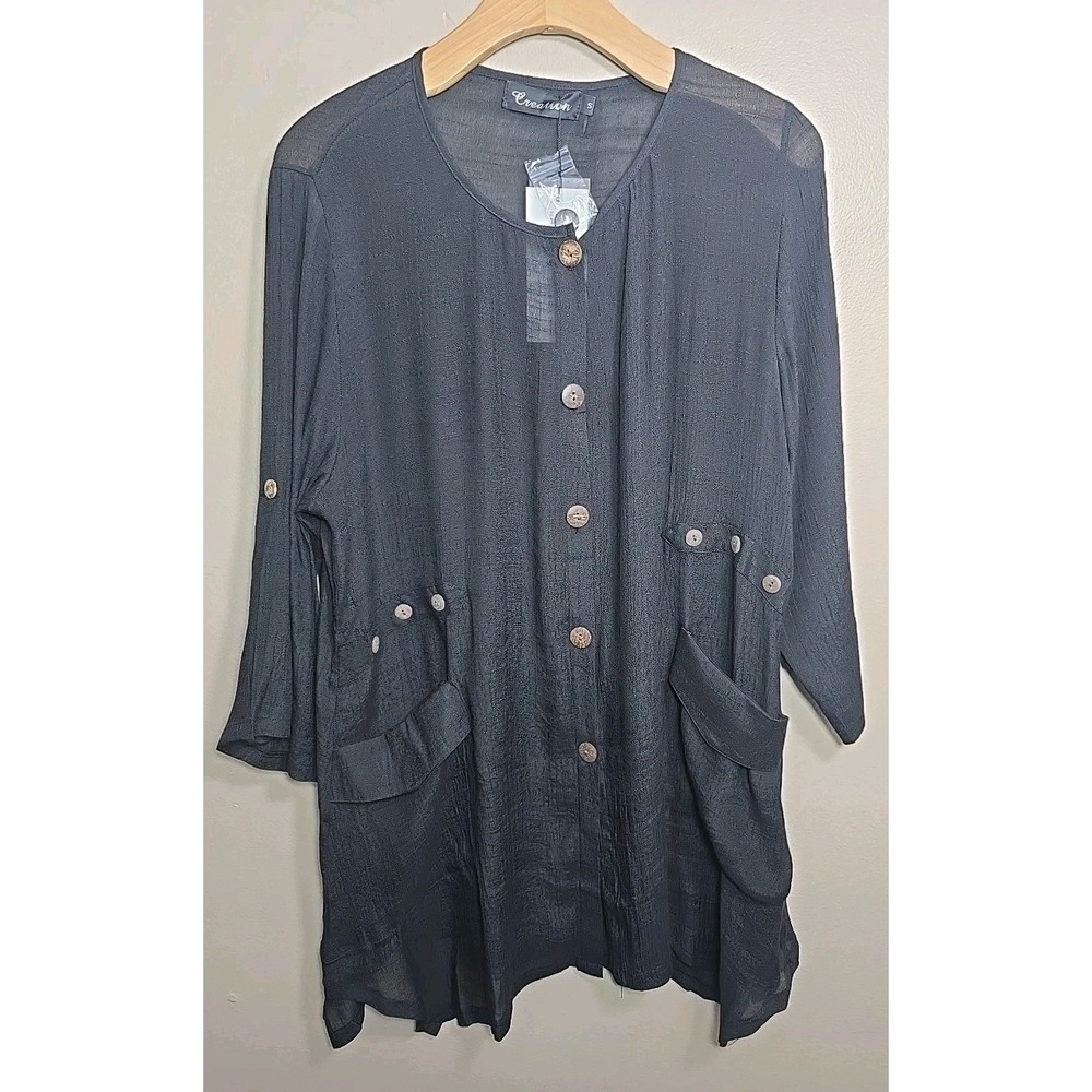 Creation Gauze Womens Top Size Small Black - Picture 2 of 5